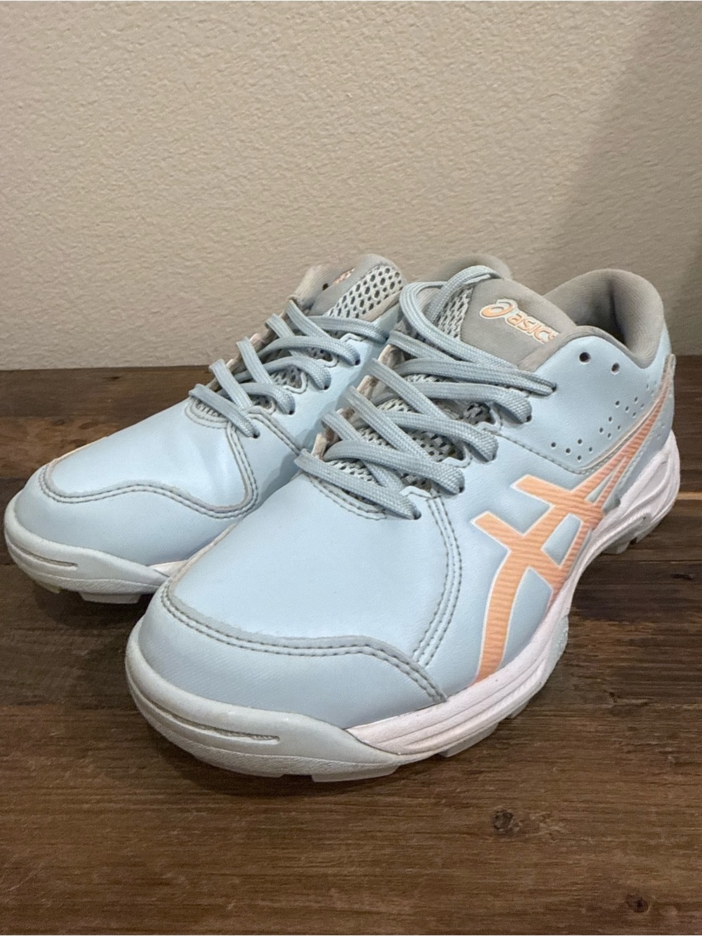 ASICS Kids' Pastel Blue Sneakers with Peach Accents